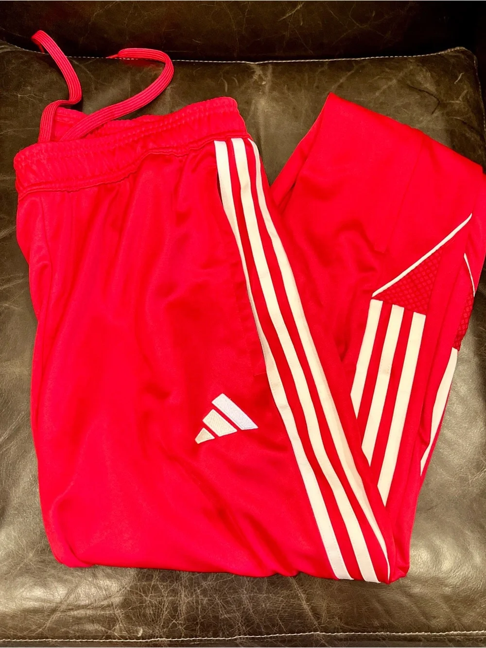 Adidas Men’s Red Track Jacket with White Stripes and Track pants